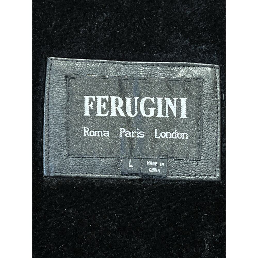 Ferugini M / L Leather Western Blazer Jacket Removable Lining Black Brown - Picture 14 of 15